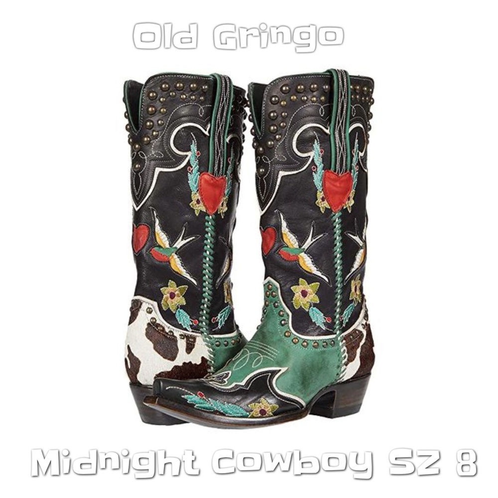 OLD GRINGO Midnight Cowboy Boots Amazing Detail & Color SZ 8 Handmade EXCELLENT